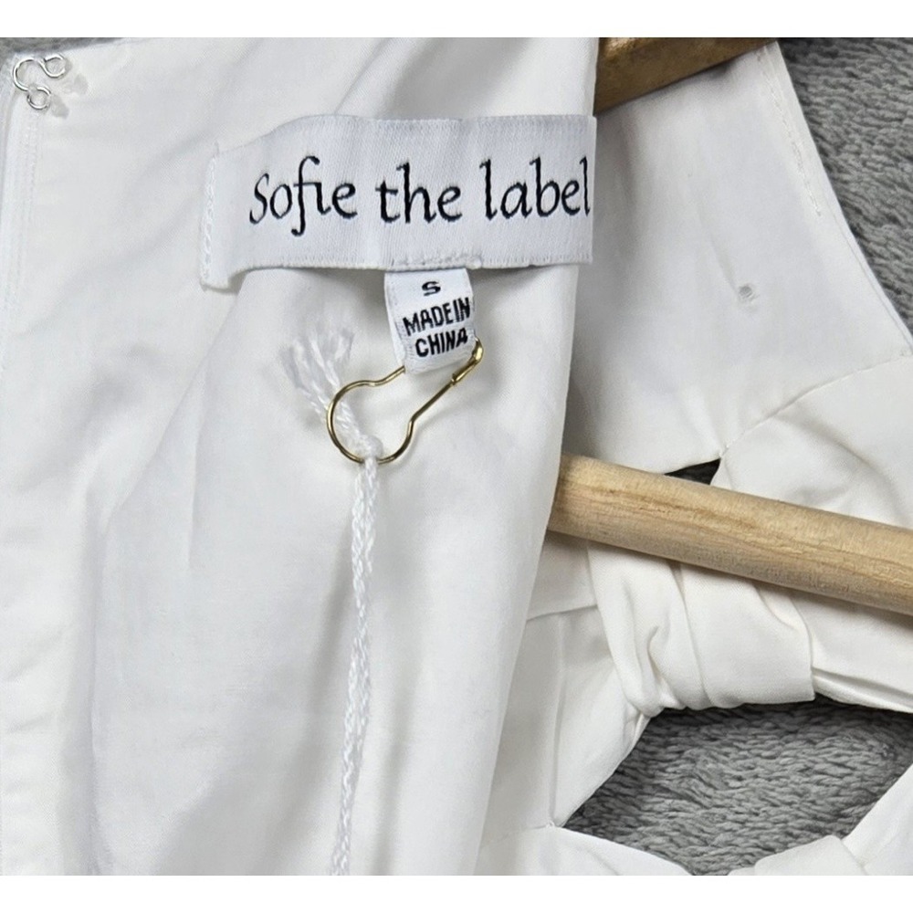 Sofie the Label Shimmer White Bow Dress Puff Sleeve Size Small In Ivory NWT - Picture 3 of 9